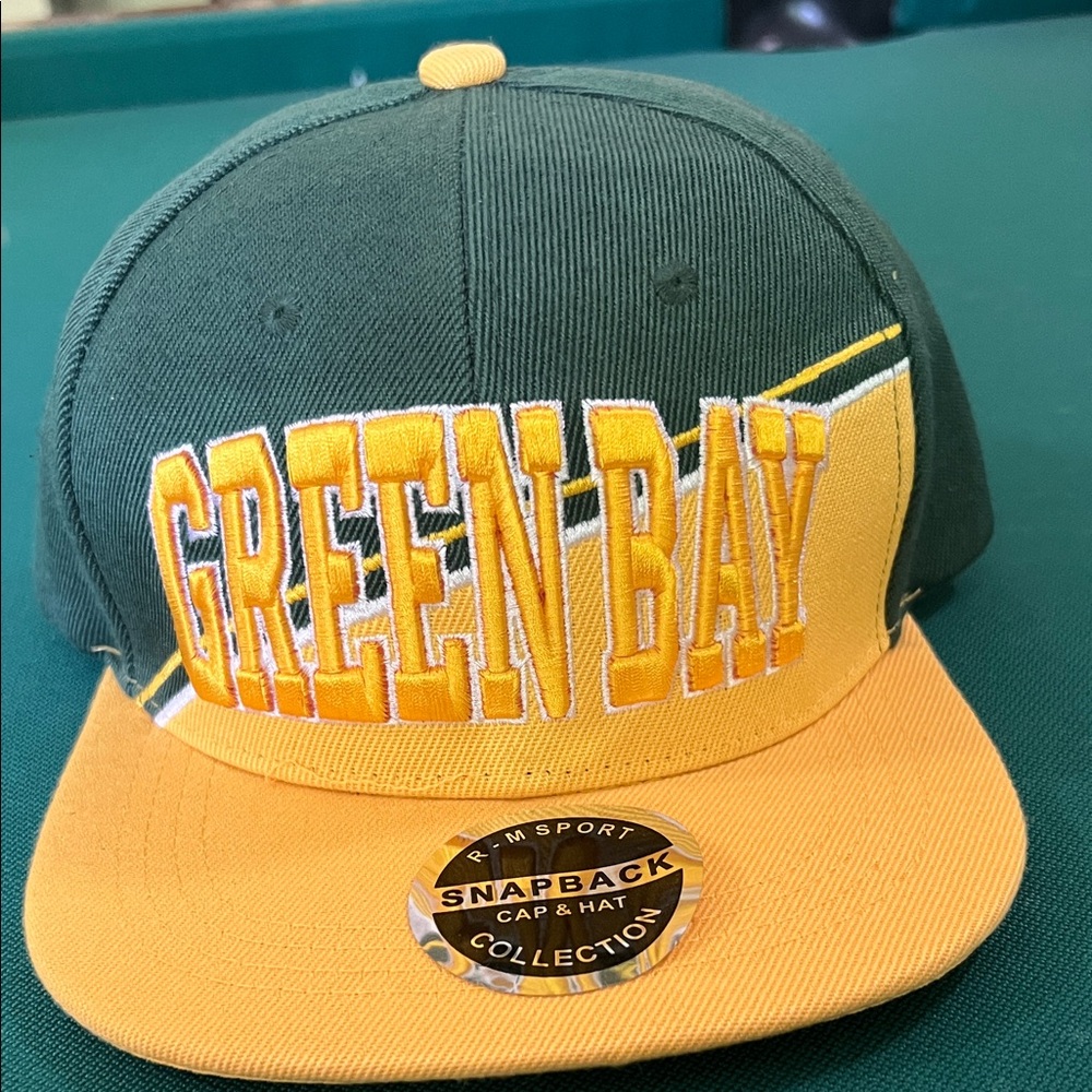 Green Bay Embroidered Snapback Hat - Green & Yellow